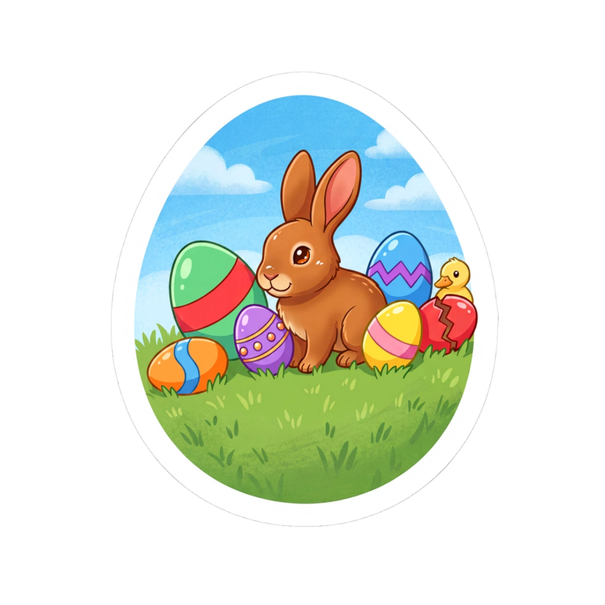 Easter Bunny & Colorful Eggs Sticker